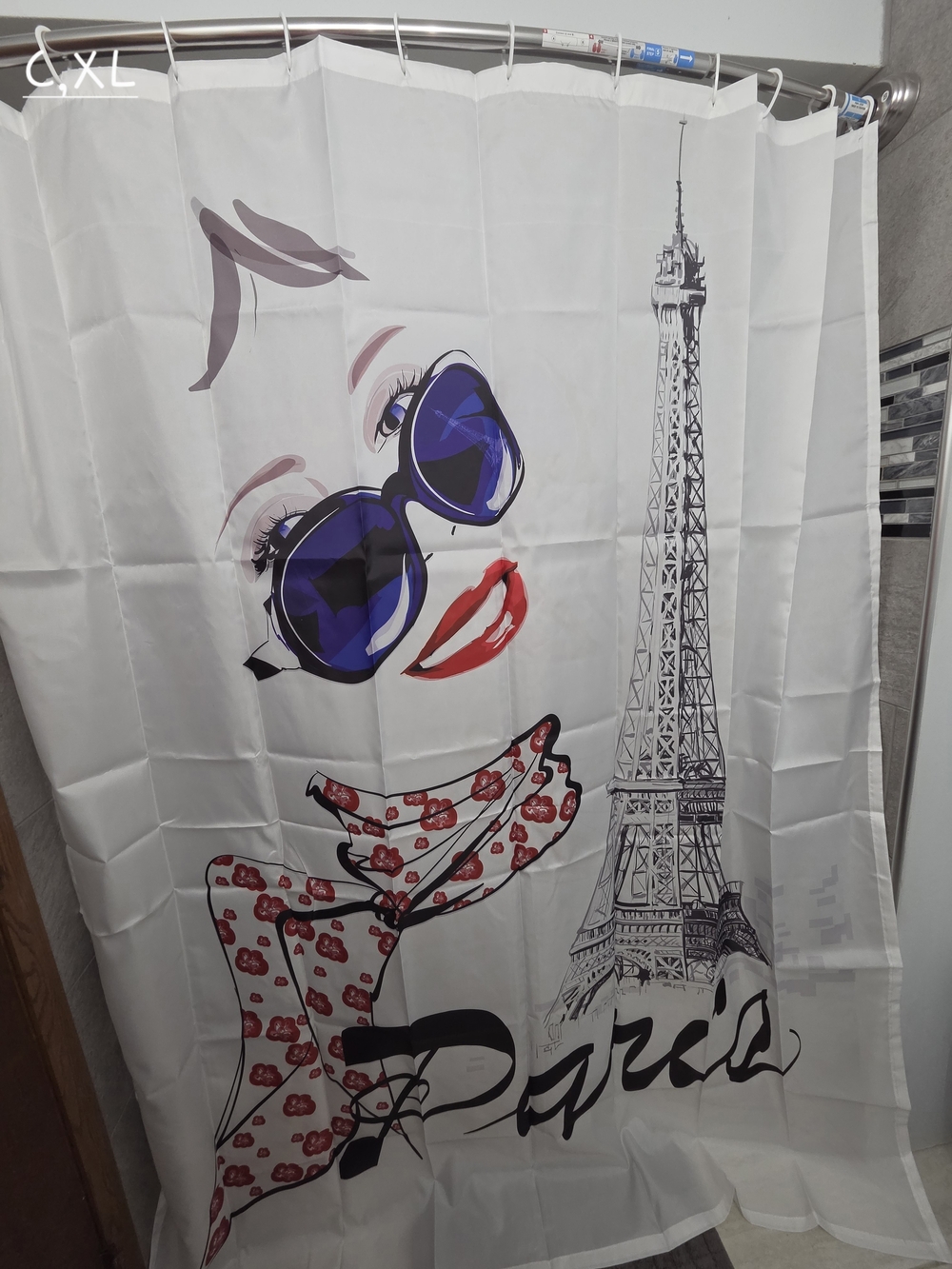Extra Long Paris Eiffel Tower Water Resistant Shower Curtain